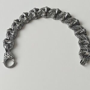Mens Stainless Steel Bracelet Chain Link Dragon Scale Talon Silver Tone Chunky